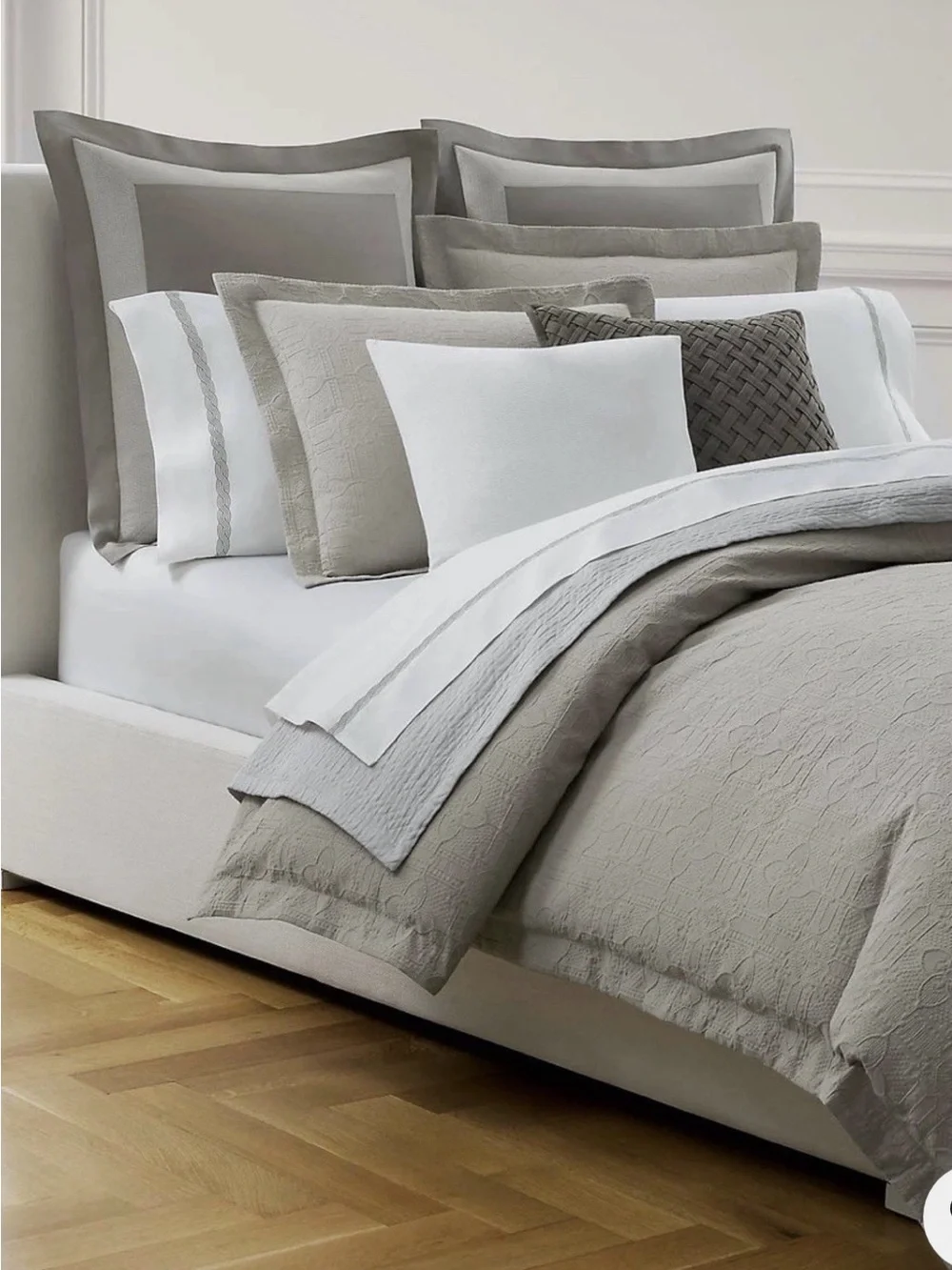 Lauren Ralph Lauren Sascha Stone Grey Euro Pillow Sham Cotton NEW $135
